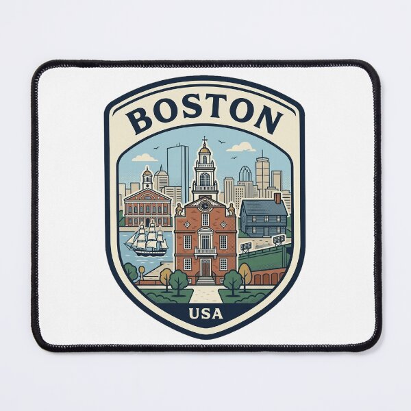 Item preview, Boston Massachusetts Retro Skyline Travel Badge designed and sold by k3rstman1.