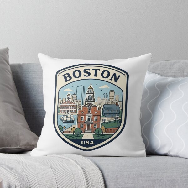 Item preview, Boston Massachusetts Retro Skyline Travel Badge designed and sold by k3rstman1.