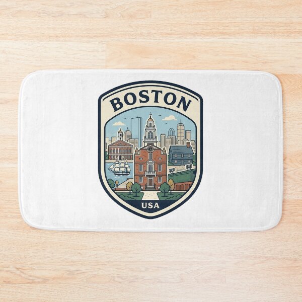 Item preview, Boston Massachusetts Retro Skyline Travel Badge designed and sold by k3rstman1.