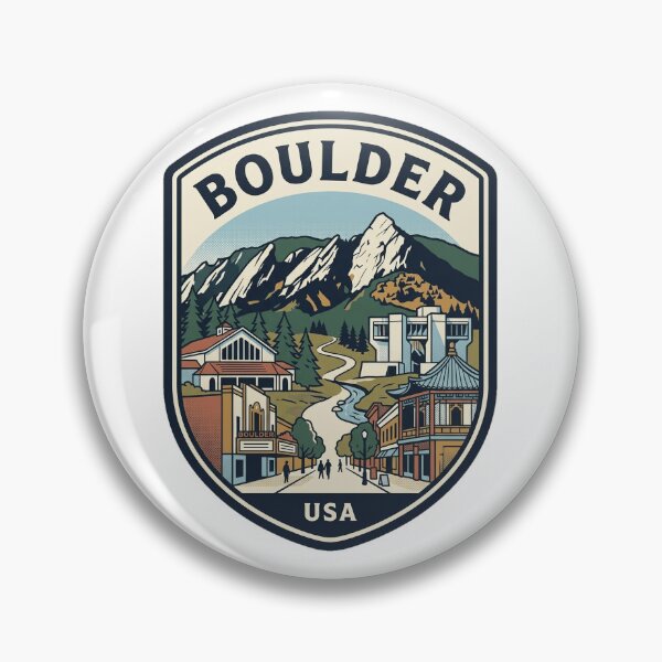 Item preview, Boulder Colorado Flatirons Mountain Retro Travel Badge designed and sold by k3rstman1.