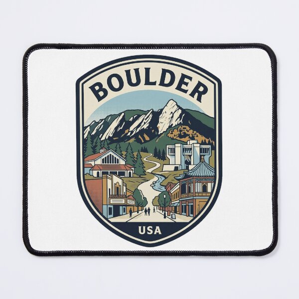 Item preview, Boulder Colorado Flatirons Mountain Retro Travel Badge designed and sold by k3rstman1.
