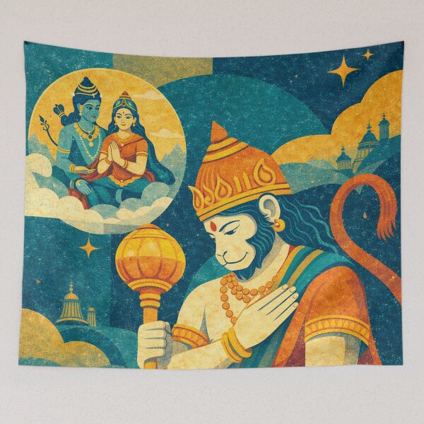 Item preview,  Hindu deity Hanuman - The Divine Monkey Painting designed and sold by GalleryKauffeld.