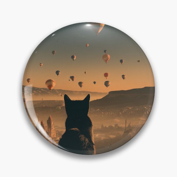 Item preview, Vintage Cappadocia Travel Poster with Black Cat and Hot Air Balloons designed and sold by ROD.