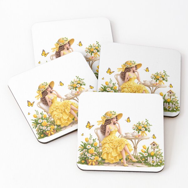 Item preview, yellow tea party girl designed and sold by Reshmakhan.
