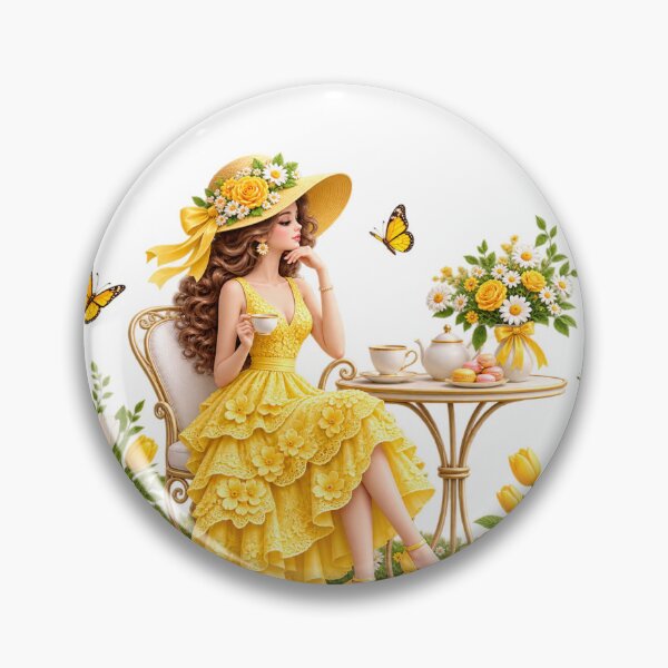 Item preview, yellow tea party girl designed and sold by Reshmakhan.
