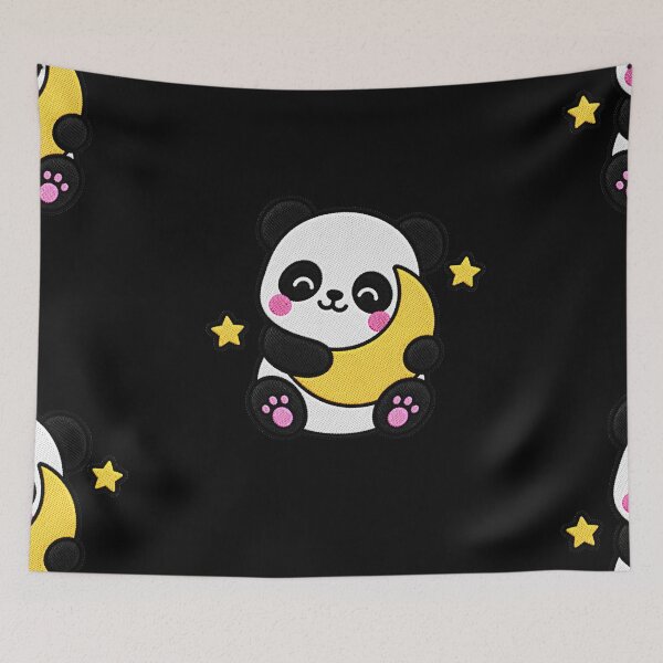 Item preview, Cute Panda Hugging Crescent Moon Kawaii Embroidery Patch designed and sold by ColorSplash123.