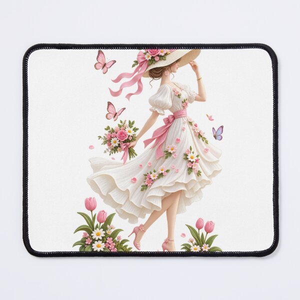 Item preview, woman in floral dress designed and sold by Reshmakhan.