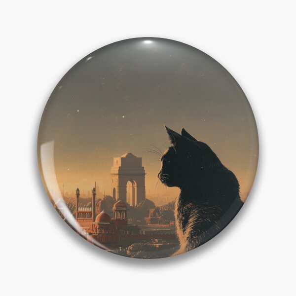 Artikelvorschau, Vintage-Reiseposter zu Delhi mit schwarzer Katze über dem India Gate entworfen und verkauft von ROD.