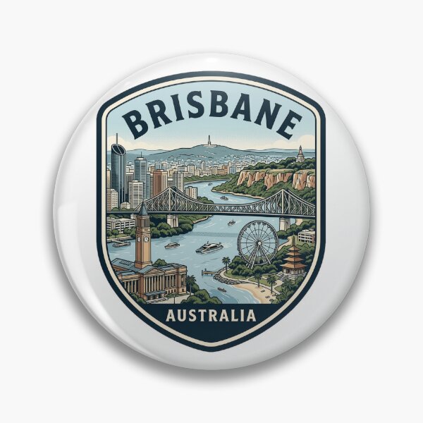 Item preview, Brisbane Australia Vintage Travel Badge Skyline designed and sold by k3rstman1.