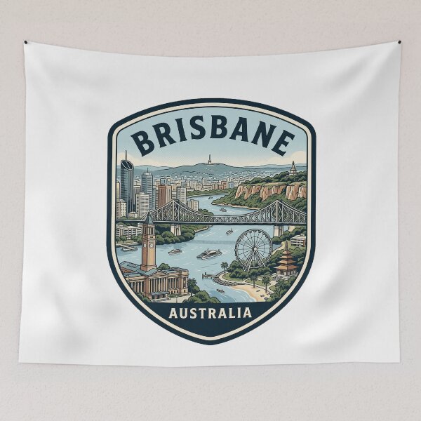 Item preview, Brisbane Australia Vintage Travel Badge Skyline designed and sold by k3rstman1.