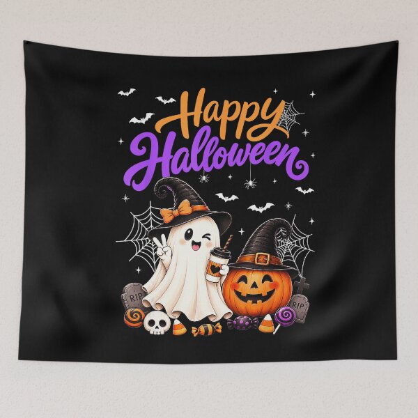 Item preview, Happy Halloween Cute Ghost Pumpkin Witch Spooky Season designed and sold by VioletNance.