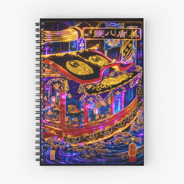 Item preview, Cyberpunk Yakatabune | Neon Japanese Festival Boat Art designed and sold by RhymeArc.