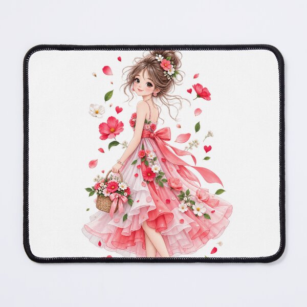 Item preview, girl in pink floral dress designed and sold by Reshmakhan.