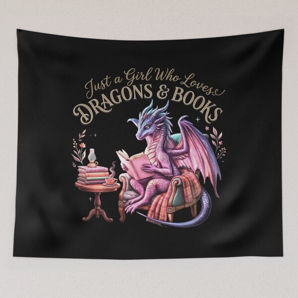 Item preview, Just A Girl Who Loves Dragons & Books | Cozy Fantasy Reading Dragon designed and sold by Dot1001.