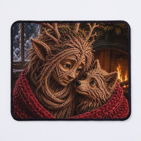Item preview, Elf and Wolf Pup by the Christmas Fireplace designed and sold by JUTElCONIC.