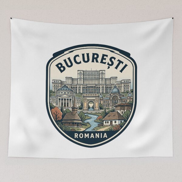 Item preview, Bucuresti Romania Retro Travel Emblem designed and sold by k3rstman1.