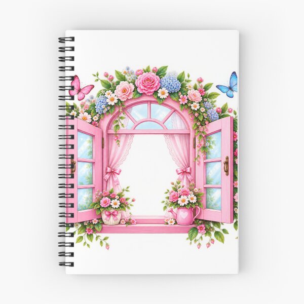 Item preview, Pink Floral Window Garden Design – Romantic Butterfly Flower Frame designed and sold by Reshmakhan.
