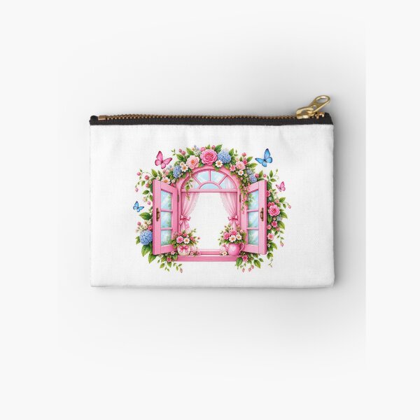 Item preview, Pink Floral Window Garden Design – Romantic Butterfly Flower Frame designed and sold by Reshmakhan.