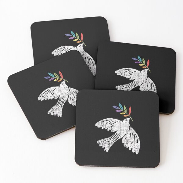 Item preview, Grungy Peace Dove with Rainbow Olive Branch - Distressed LGBTQ+ Freedom Bird Art designed and sold by Shopeon Designs.