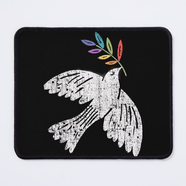 Item preview, Grungy Peace Dove with Rainbow Olive Branch - Distressed LGBTQ+ Freedom Bird Art designed and sold by Shopeon Designs.