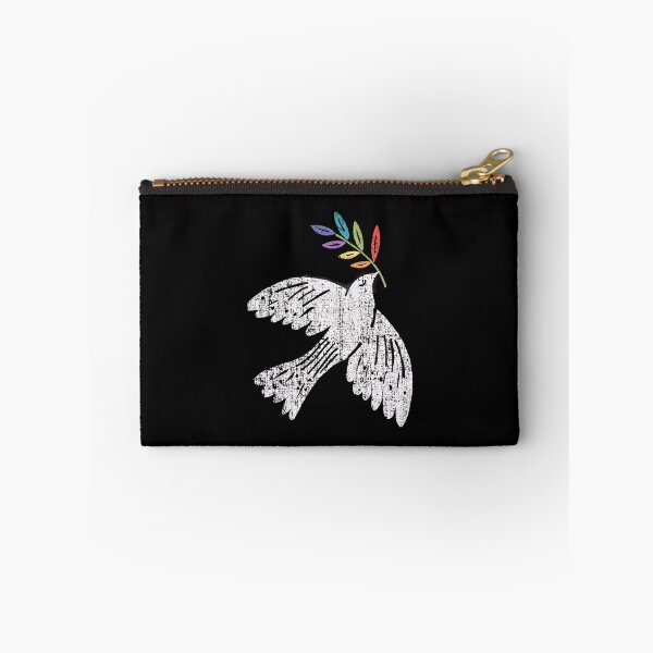 Item preview, Grungy Peace Dove with Rainbow Olive Branch - Distressed LGBTQ+ Freedom Bird Art designed and sold by Shopeon Designs.