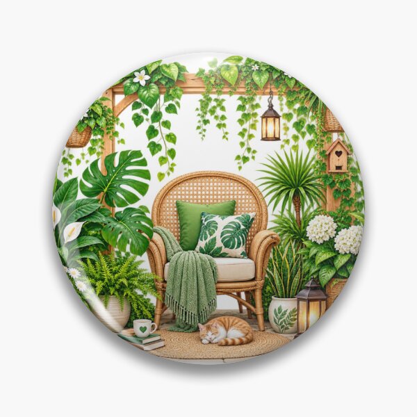 Item preview, Cozy Indoor Garden Chair with Plants – Tropical Boho Greenery Decor designed and sold by Reshmakhan.