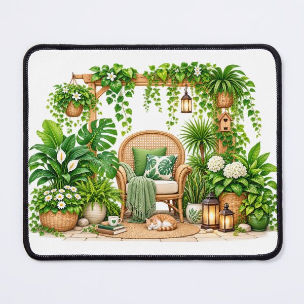 Item preview, Cozy Indoor Garden Chair with Plants – Tropical Boho Greenery Decor designed and sold by Reshmakhan.