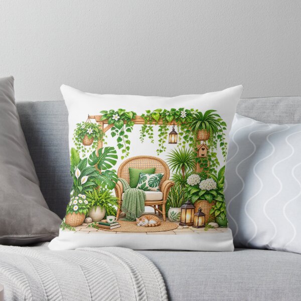 Item preview, Cozy Indoor Garden Chair with Plants – Tropical Boho Greenery Decor designed and sold by Reshmakhan.