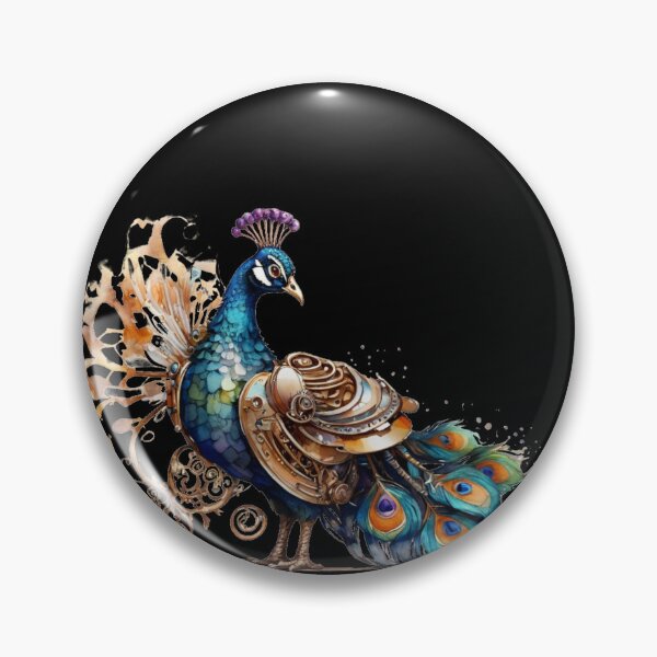 Item preview, Steampunk peacock – watercolor with gears & mechanical details designed and sold by Rose Design & Photos.