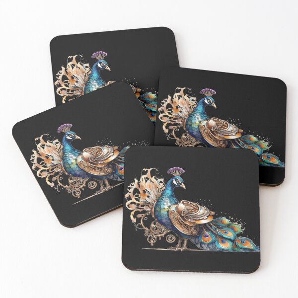 Item preview, Steampunk peacock – watercolor with gears & mechanical details designed and sold by Rose Design & Photos.