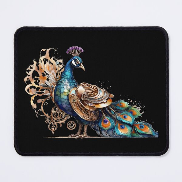Item preview, Steampunk peacock – watercolor with gears & mechanical details designed and sold by Rose Design & Photos.