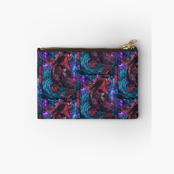 Item preview, Giant Cyber Carp and Samurai Warrior, Neon Tokyo, Japanese Mythology Cyberpunk Art designed and sold by RhymeArc.