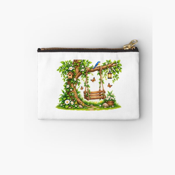 Item preview, Cozy Garden Swing Under Tree – Floral Birdhouse Butterfly Nature Design designed and sold by Reshmakhan.