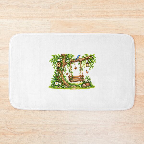 Item preview, Cozy Garden Swing Under Tree – Floral Birdhouse Butterfly Nature Design designed and sold by Reshmakhan.