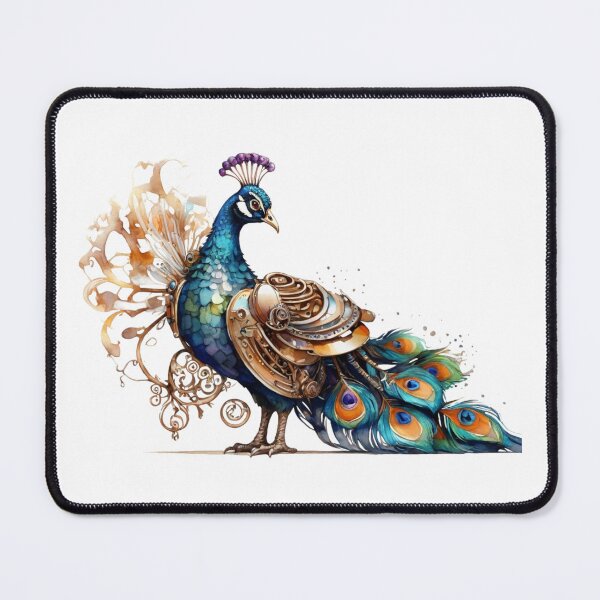 Item preview, Steampunk peacock – watercolor with gears & mechanical details designed and sold by Rose Design & Photos.