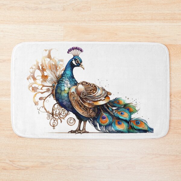 Item preview, Steampunk peacock – watercolor with gears & mechanical details designed and sold by Rose Design & Photos.