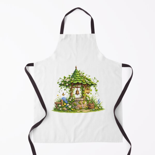 Item preview, Enchanted Garden Well with Green Leaf Roof, Flowers, Lantern and Bell designed and sold by Reshmakhan.