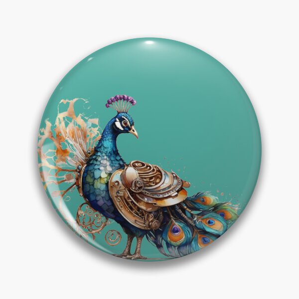 Item preview, Steampunk peacock – watercolor with gears & mechanical details designed and sold by Rose Design & Photos.