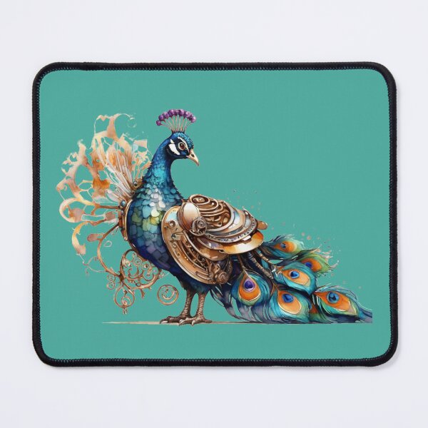 Item preview, Steampunk peacock – watercolor with gears & mechanical details designed and sold by Rose Design & Photos.