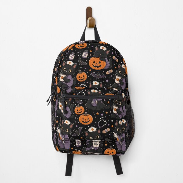 Item preview, NURSE HALLOWEEN pattern - pumpkins and cats designed and sold by YNELENT.