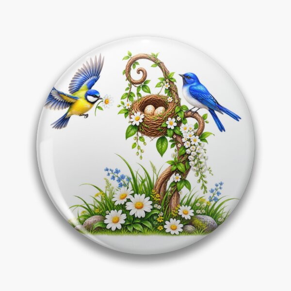 Item preview, Blue Bird Nest Floral Nature Design – Beautiful Garden Bird Artwork designed and sold by Reshmakhan.