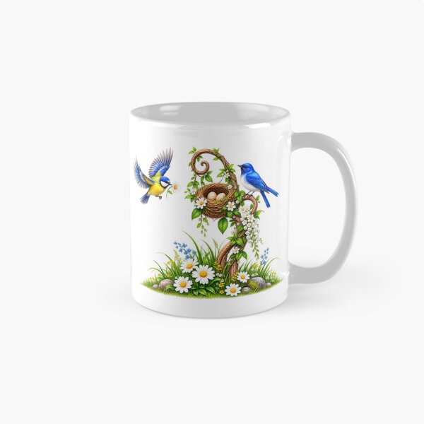 Item preview, Blue Bird Nest Floral Nature Design – Beautiful Garden Bird Artwork designed and sold by Reshmakhan.