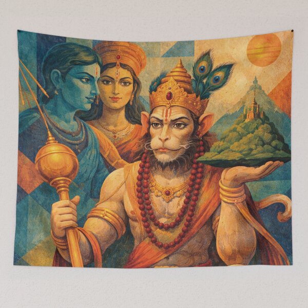 Item preview, Hindu deity Hanuman - Meditation and Devotion Painting designed and sold by GalleryKauffeld.