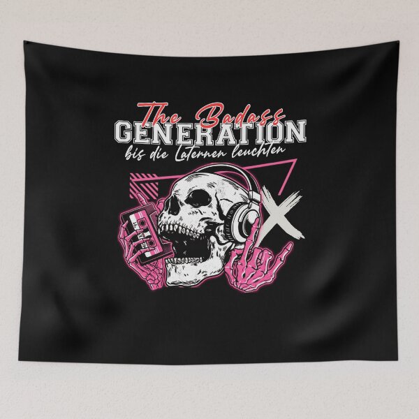 Item preview, Badass Generation Skull with Cassette - Until the Lanterns Shine Retro 80s 90s designed and sold by Jawoahl.