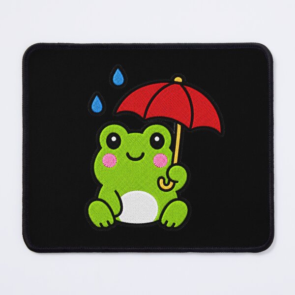 Item preview, Cute Frog with Red Umbrella Kawaii Embroidery Patch designed and sold by ColorSplash123.