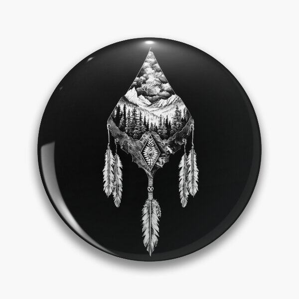 Item preview, Mountain Forest Arrowhead with Feathers Monochrome Nature Art Design designed and sold by inkoutninja.
