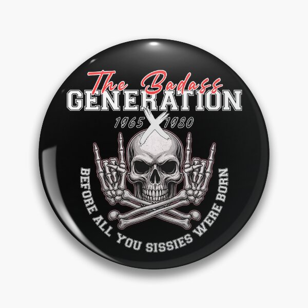 Item preview, Gen X 1965-1980 Rocker Skull - The Badass Generation Biker Slogan designed and sold by Jawoahl.