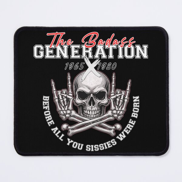 Item preview, Gen X 1965-1980 Rocker Skull - The Badass Generation Biker Slogan designed and sold by Jawoahl.