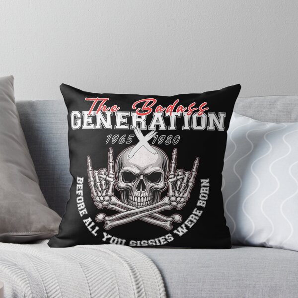 Item preview, Gen X 1965-1980 Rocker Skull - The Badass Generation Biker Slogan designed and sold by Jawoahl.