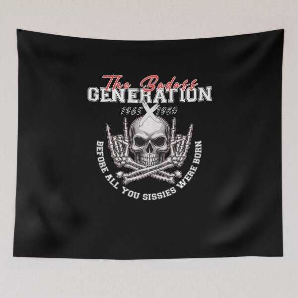 Item preview, Gen X 1965-1980 Rocker Skull - The Badass Generation Biker Slogan designed and sold by Jawoahl.
